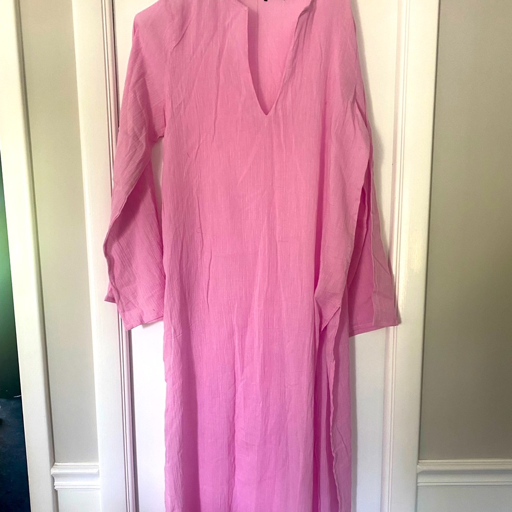 FABULOUS DREAMY LIGHT ETHEREAL FEEL side slits PINK boho maxi kaftan